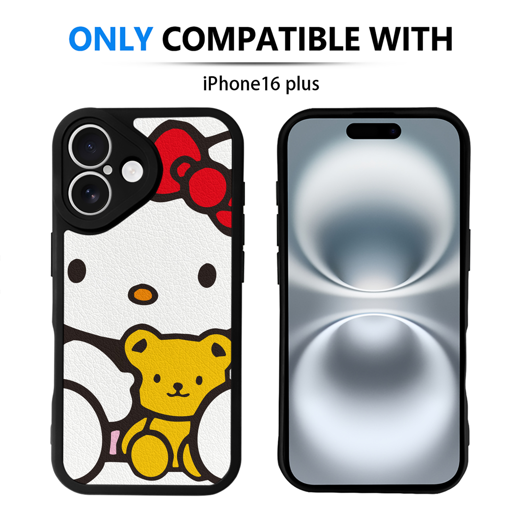 （画像用） Hello Kitty ハローキティ 【iPhone 16シリーズ対応】シリコンスマホケース（レザー調） 材質：シリコン